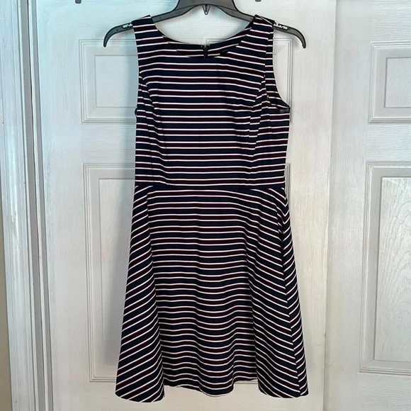Tommy Hilfiger | Dresses | Tommy Hilfiger Red Navy Blue Fit And Flare Dress  | Poshmark
